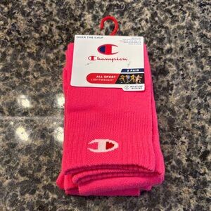 NWT-Champion Over-the-Calf Athletic Socks - Bright Pink (2 Pair)